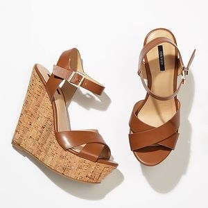 Forever 21 Brown Strappy Cork Platform Wedges